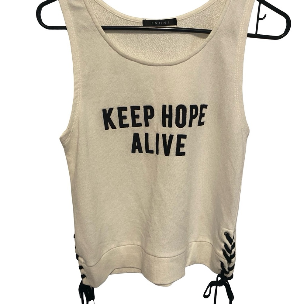 White Tank Top with Black Text by Ingni